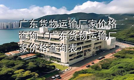 广东货物运输厂家价格查询（广东货物运输厂家价格查询表）