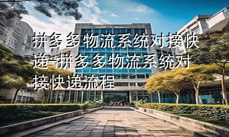拼多多物流系统对接快递-拼多多物流系统对接快递流程