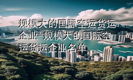 规模大的国际空运货运企业-规模大的国际空运货运企业名单