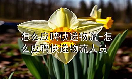 怎么应聘快递物流-怎么应聘快递物流人员