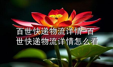 百世快递物流详情-百世快递物流详情怎么看