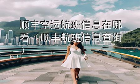 顺丰空运航班信息在哪看(顺丰航班信息查询)