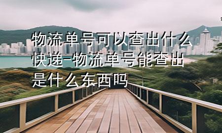物流单号可以查出什么快递-物流单号能查出是什么东西吗