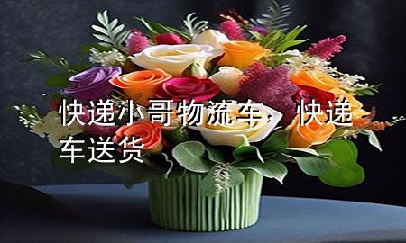 快递小哥物流车，快递车送货