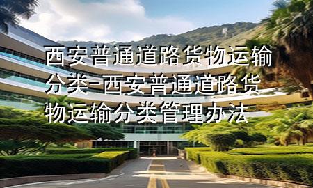 西安普通道路货物运输分类-西安普通道路货物运输分类管理办法