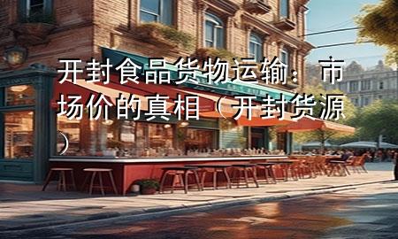 开封食品货物运输:市场价的真相(开封货源)