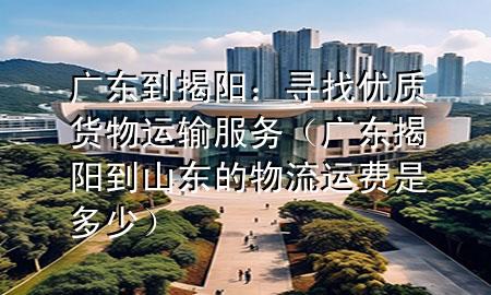 广东到揭阳:寻找优质货物运输服务(广东揭阳到山东的物流运费是多少)