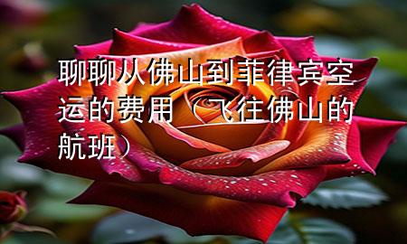 聊聊从佛山到菲律宾空运的费用(飞往佛山的航班)