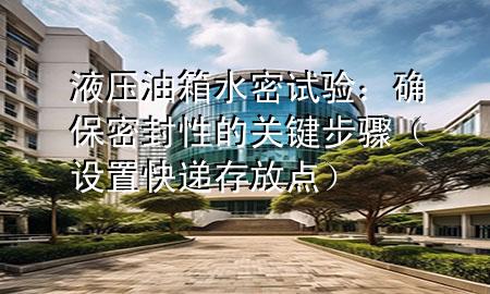 液压油箱水密试验:确保密封性的关键步骤(设置快递存放点)