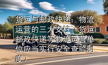 货运与邮政快递:物流运营的三大支柱(货运邮政快递等物流运营单位应当实行安全查验制度)