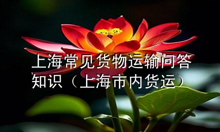 上海常见货物运输问答知识(上海市内货运)
