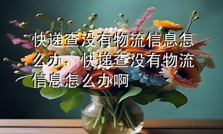 快递查没有物流信息怎么办,快递查没有物流信息怎么办啊