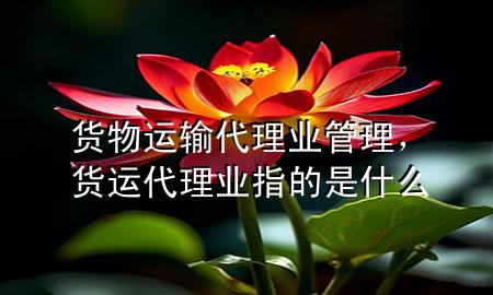 货物运输代理业管理,货运代理业指的是什么