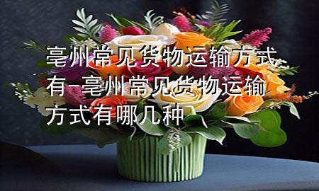 亳州常见货物运输方式有-亳州常见货物运输方式有哪几种