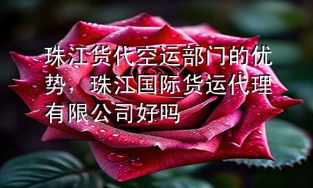 珠江货代空运部门的优势,珠江国际货运代理有限公司好吗