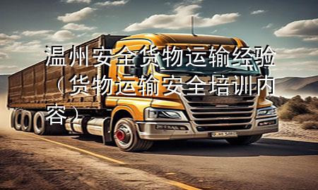 温州安全货物运输经验(货物运输安全培训内容)