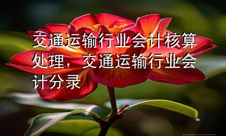 交通运输行业会计核算处理,交通运输行业会计分录