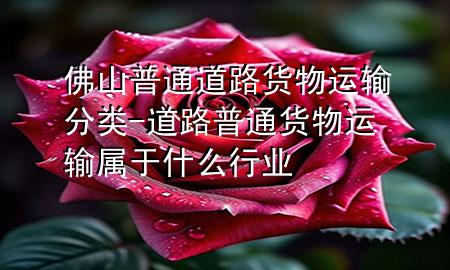 佛山普通道路货物运输分类-道路普通货物运输属于什么行业