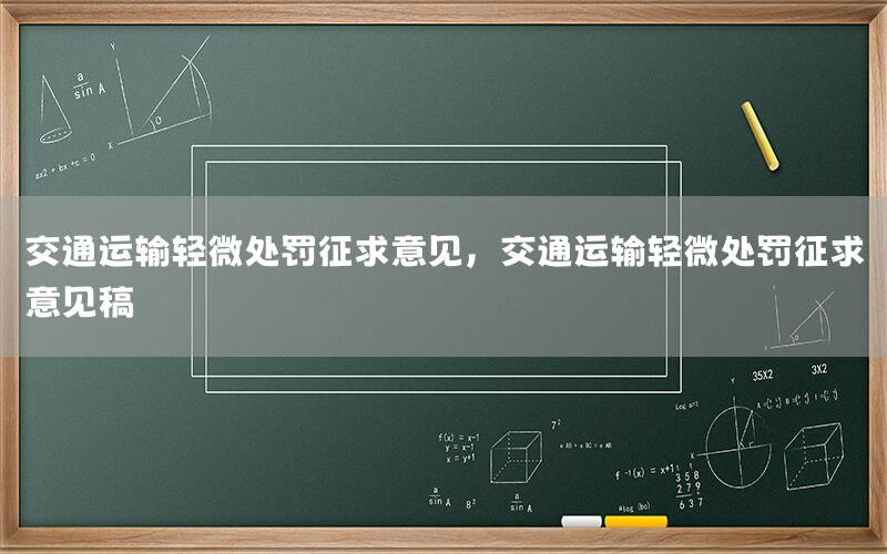 交通运输轻微处罚征求意见，交通运输轻微处罚征求意见稿