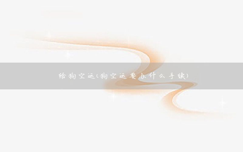 给狗空运（狗空运要办什么手续）