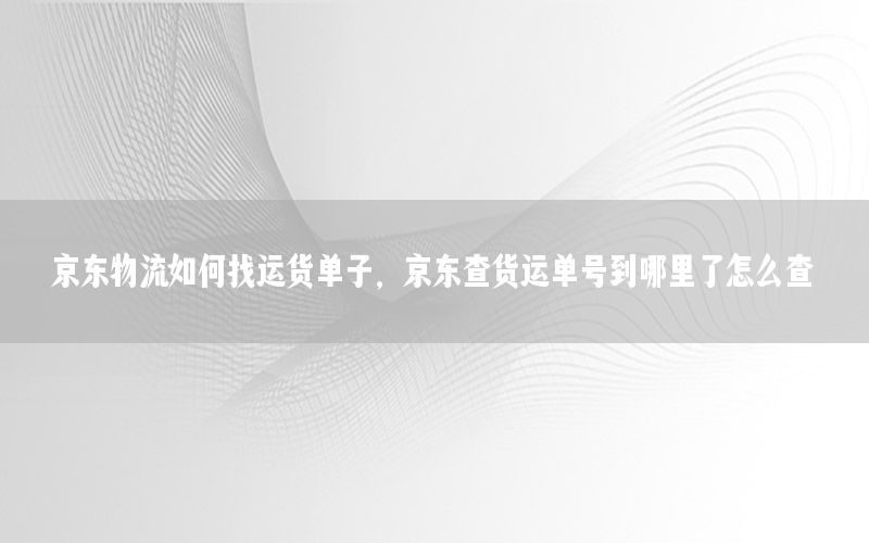 京东物流如何找运货单子，京东查货运单号到哪里了怎么查