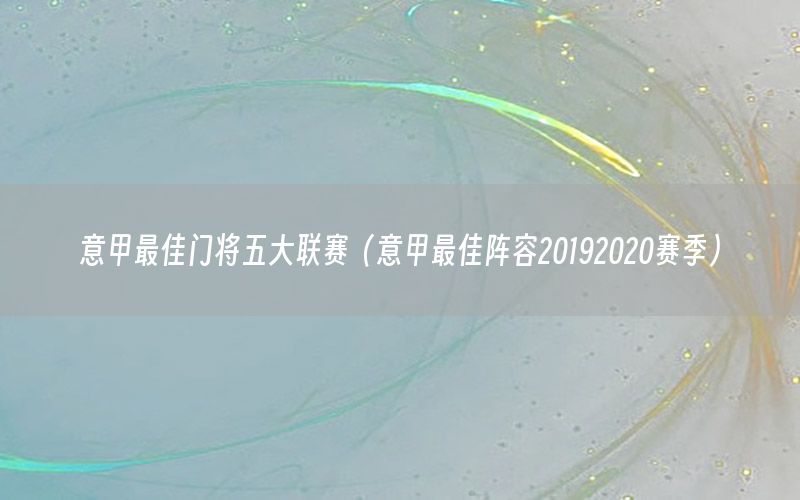 意甲最佳门将五大联赛（意甲最佳阵容20192020赛季）