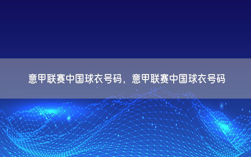 意甲联赛中国球衣号码，意甲联赛中国球衣号码