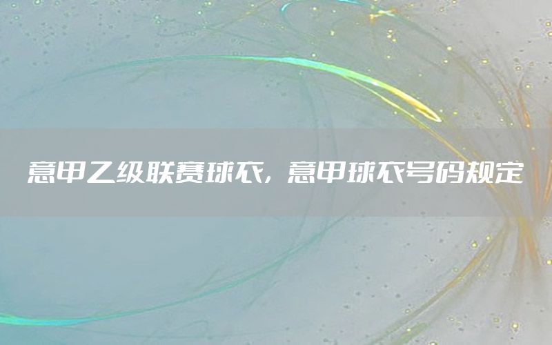 意甲乙级联赛球衣，意甲球衣号码规定