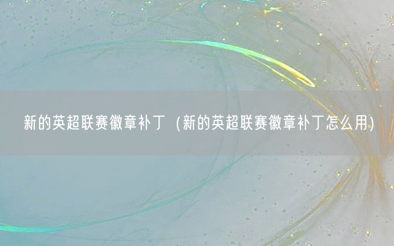 新的英超联赛徽章补丁（新的英超联赛徽章补丁怎么用）