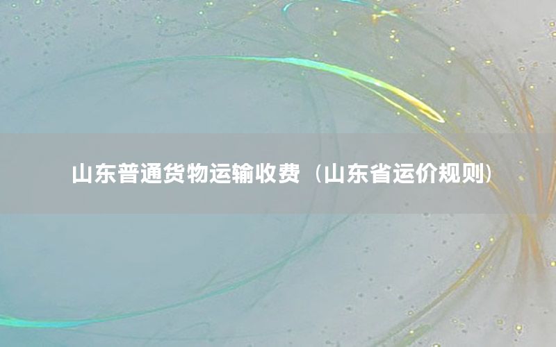 山东普通货物运输收费（山东省运价规则）