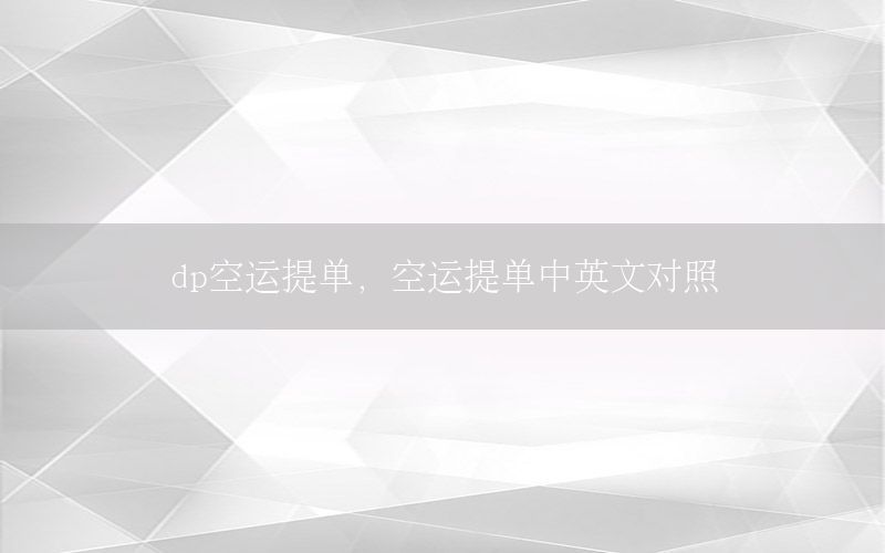 dp空运提单，空运提单中英文对照