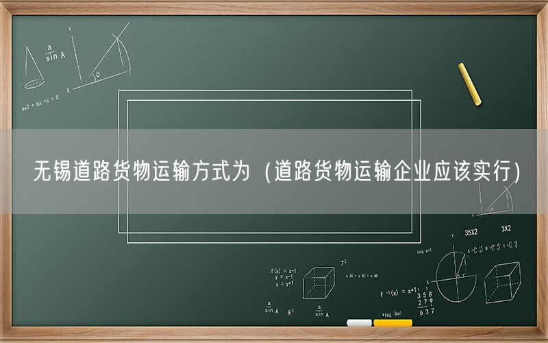 无锡道路货物运输方式为（道路货物运输企业应该实行）