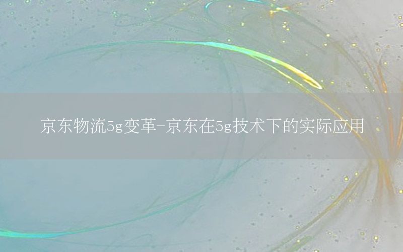 京东物流5g变革-京东在5g技术下的实际应用
