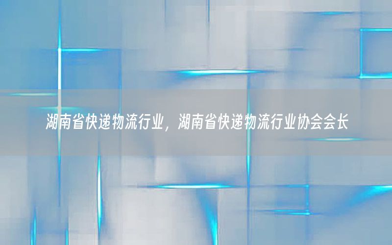 湖南省快递物流行业，湖南省快递物流行业协会会长