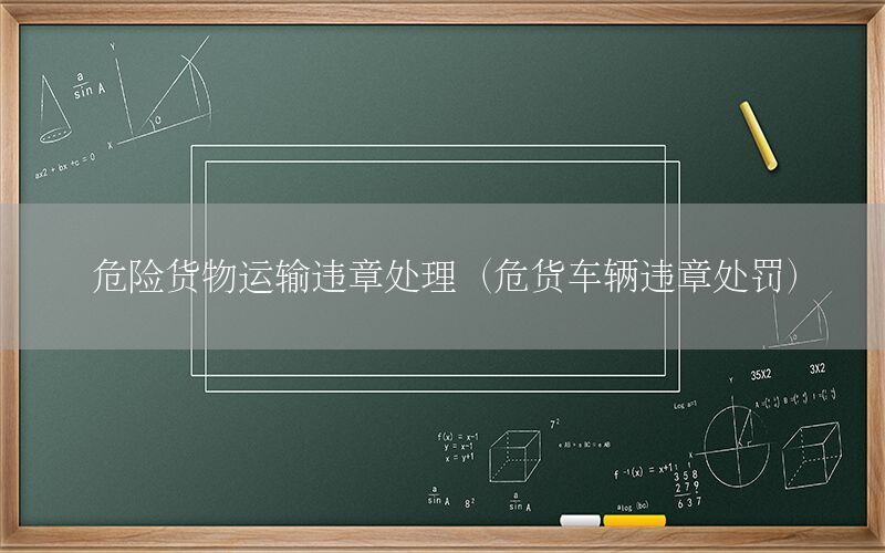 危险货物运输违章处理（危货车辆违章处罚）