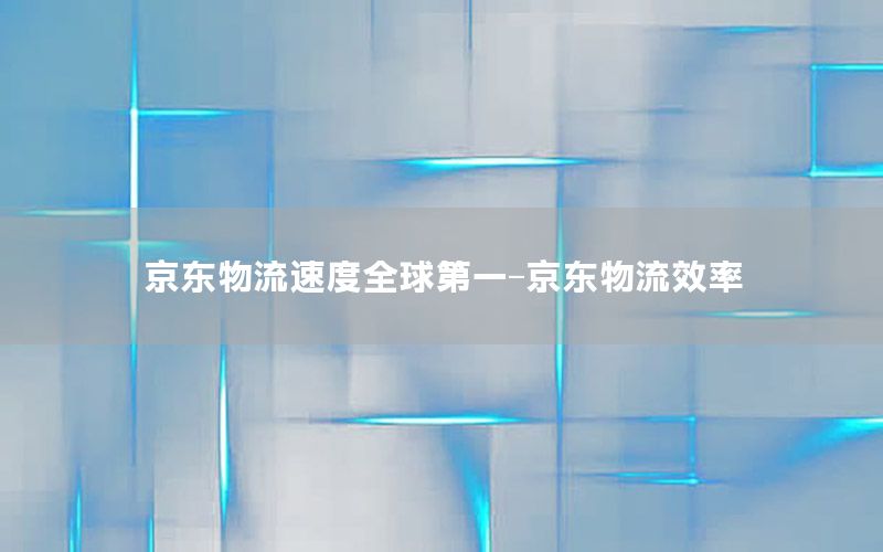京东物流速度全球第一-京东物流效率