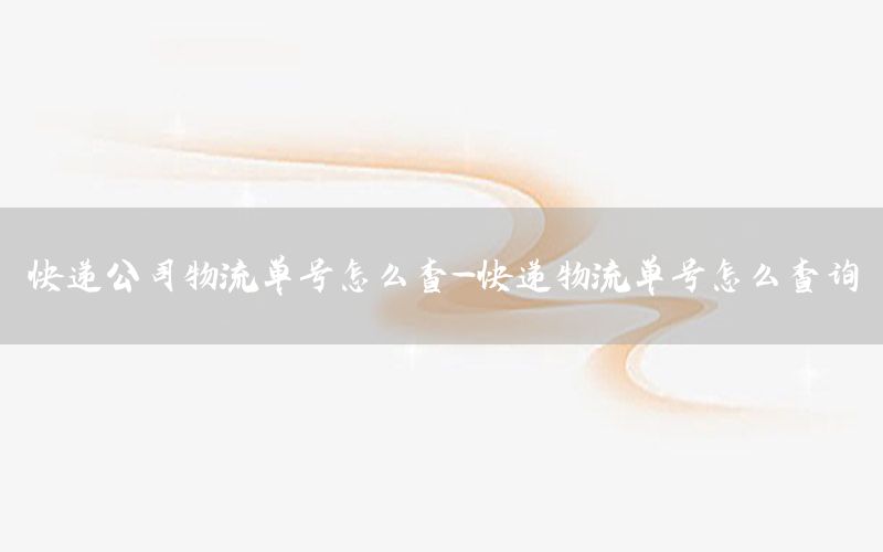 快递公司物流单号怎么查-快递物流单号怎么查询