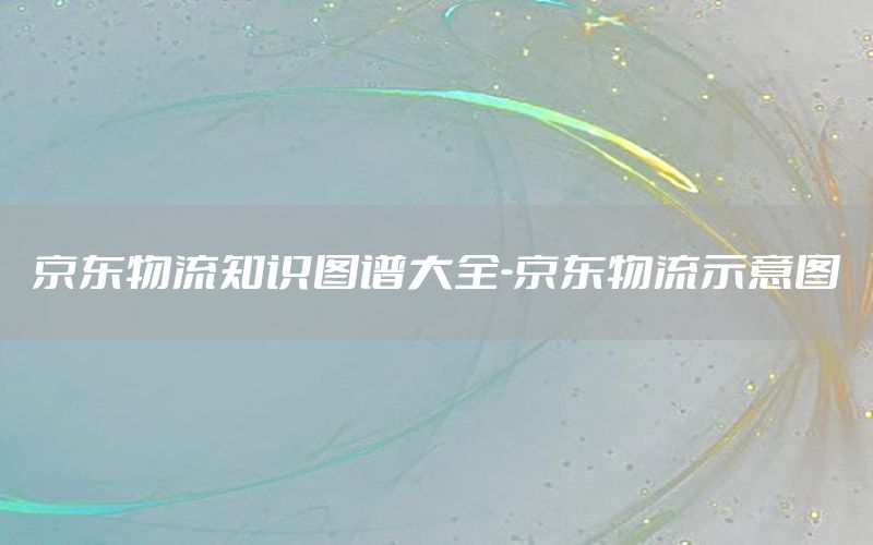 京东物流知识图谱大全-京东物流示意图