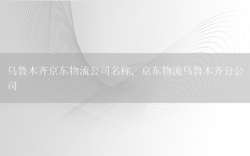 乌鲁木齐京东物流公司名称，京东物流乌鲁木齐分公司