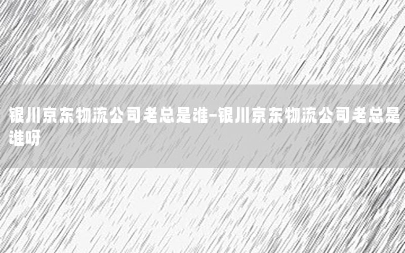 银川京东物流公司老总是谁-银川京东物流公司老总是谁呀