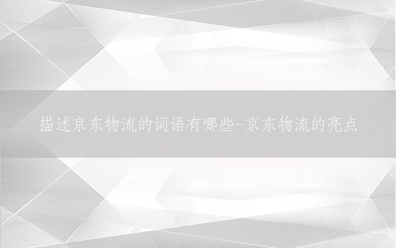 描述京东物流的词语有哪些-京东物流的亮点