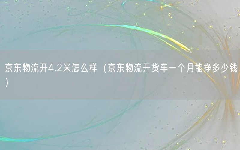 京东物流开4.2米怎么样（京东物流开货车一个月能挣多少钱）