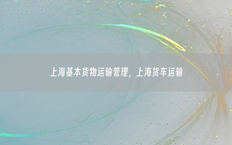 上海基本货物运输管理，上海货车运输