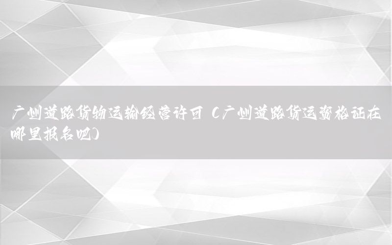 广州道路货物运输经营许可（广州道路货运资格证在哪里报名吧）