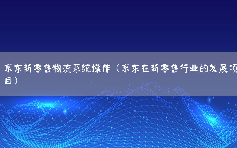 京东新零售物流系统操作（京东在新零售行业的发展项目）