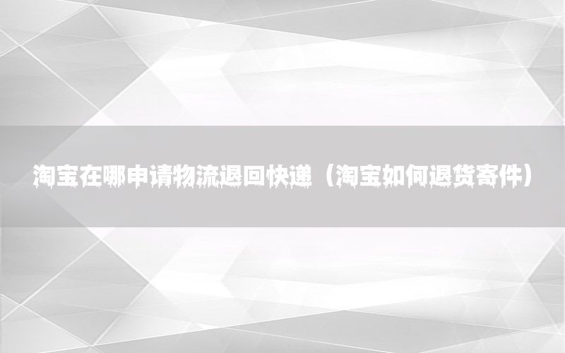 淘宝在哪申请物流退回快递（淘宝如何退货寄件）