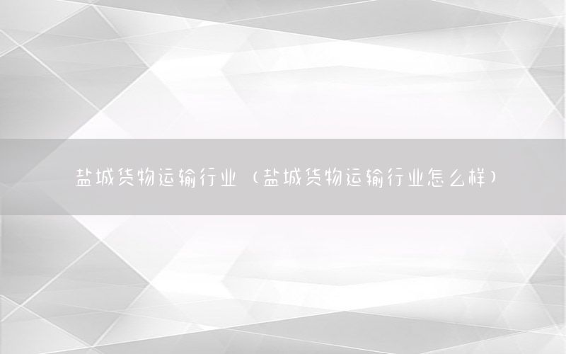 盐城货物运输行业（盐城货物运输行业怎么样）